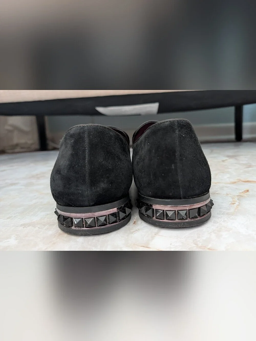 ALDO Men’s Black Suede Slip-On Loafers with Metal Bit Men Sz 10.5